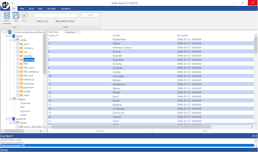 click on a table to see preview of data