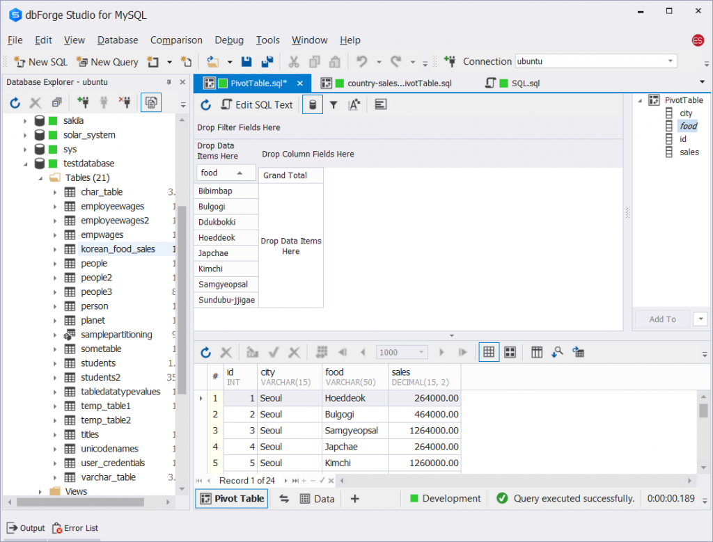 Image showing the Rows Area of the Pivot Table tool in dbForge Studio for MySQL.