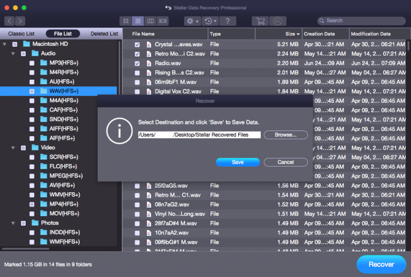 Save Destination - Stellar Mac Data Recovery